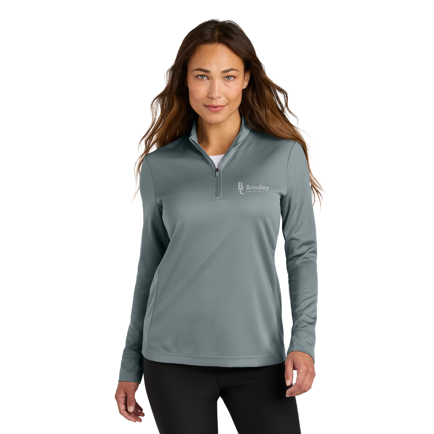 Nike Women's Essential 1/2-Zip Cover-Up - Black & White — model